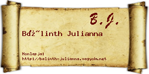 Bálinth Julianna névjegykártya